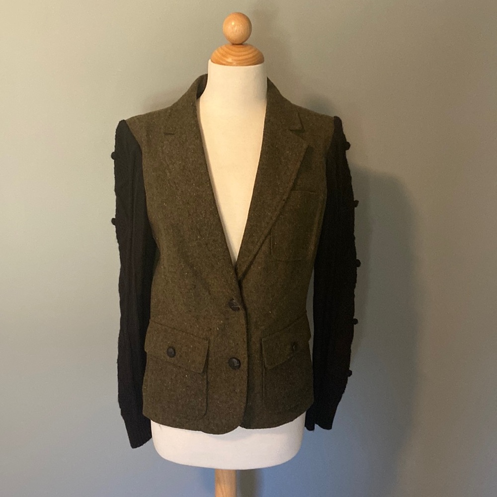 Kensie Wood Blended Tailored Blazer with Sweater Sleeves size M